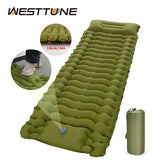 WESTTUNE Outdoor Camping Mattress Inflatable Sleeping Pad with Built-in Pillow & Pump Thicken Air Mat for Travel Hiking Climbing