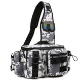 Fishing Shoulder Bag Multifunctional Fishing Waist Pack 600D Nylon Large Multi Pocket Waterproof for Outdoor Sports for Riding