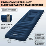 KingCamp Ultralight Inflatable Sleeping Pad for Camping Hiking - Portable Air Mattress with Carry Bag
