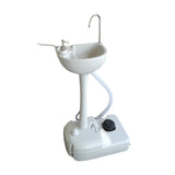 Portable Removable Hand Sink Outdoor Wash Basin with Wheels 51x33.5x103CM White for Social Events Worksites Camping Boating Etc