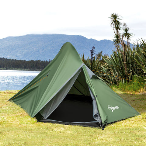 Outsunny Camping Tent 1-2 Person Backpacking with Tent Double Layer