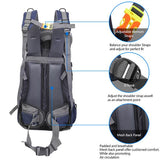 60L Waterproof Backpack Camping Bag with Rain Cover Blue Green