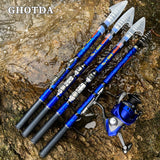 GHOTDA Carbon  Telescopic Rock Carp Feeder Mini Travel Fishing Rod - High Quality 1.5m-3.0m