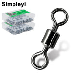 50-100pcs/box Fishing Barrel Bearing Rolling Swivel Solid Ring LB Lures Connector - 14 Size Fishing Tackle Accessories Fish Tool