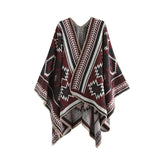 Glamping Bohemia Tribal Cashmere-Like Knit Poncho Scarf
